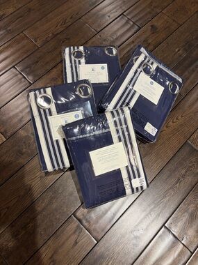 PBK Navy & White Striped Grommet Curtain Panel, 4 available